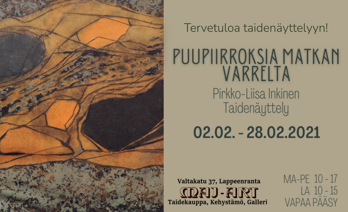 February Exhibition - Puupiirroksia Matkan Varrelta, Pirkko-Liisa Inkinen